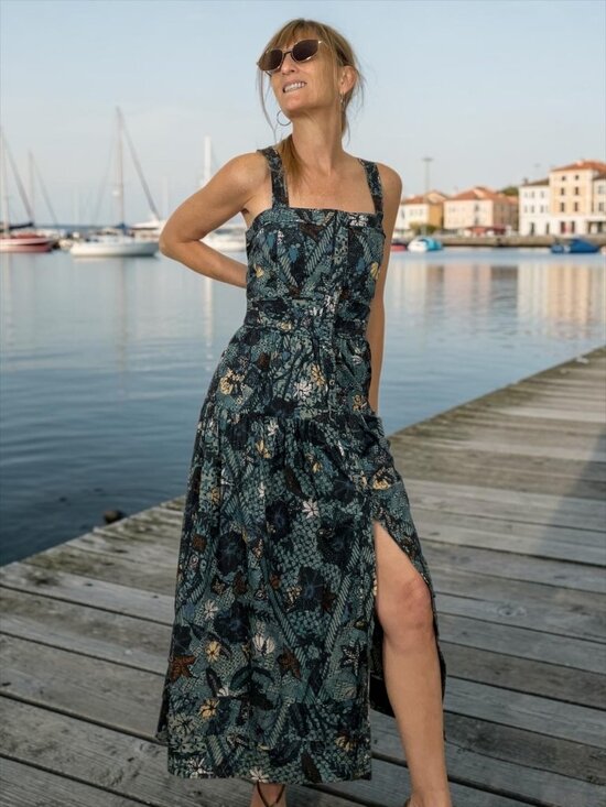 Ulla Johnson Dresses & Skirts - Ulla Johnson Isabela Dress 10 Rainforest Midi Blue Floral Sleeveless Cotton